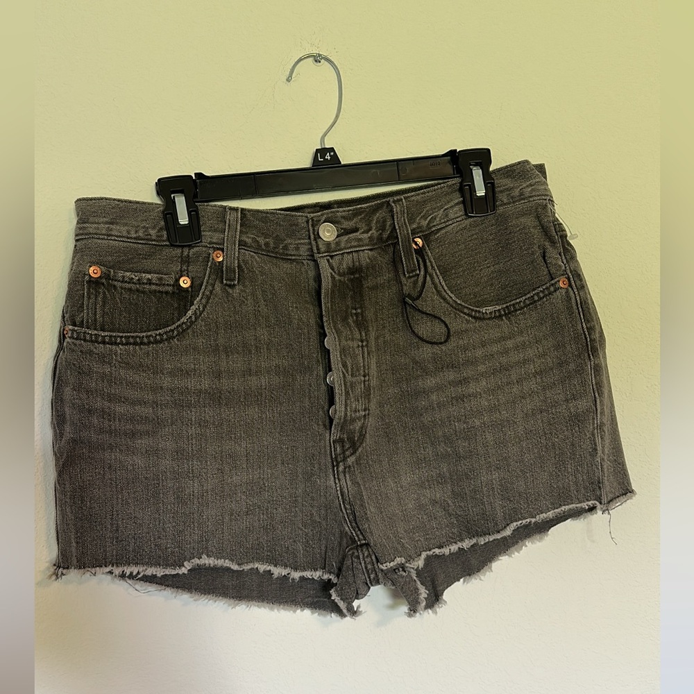 Levi's Gray High-Waisted Denim Shorts
